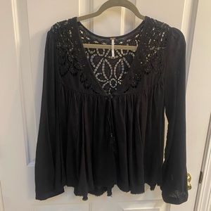 Lace and Sequins Free People Black Flowy Top, Small